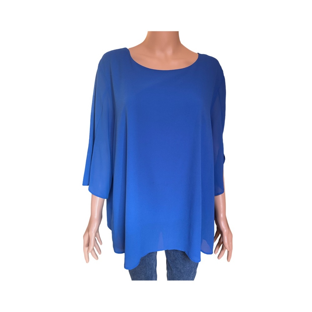 Blue 3/4 Sleeve Relaxed Fit Tunic